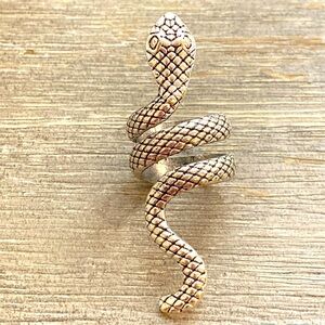 Elegant Silver Toned Snake Ring